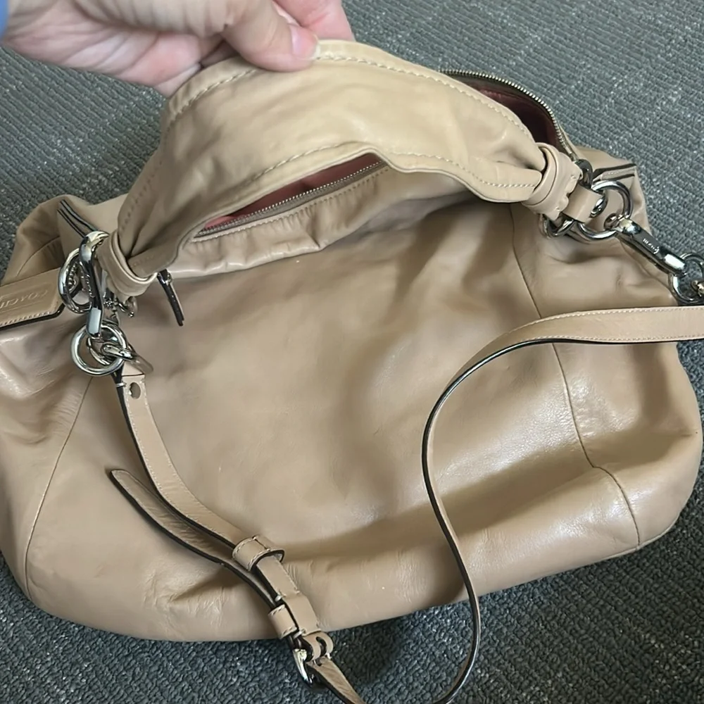 COACH Kristin Leather Crossbody Beige Convertible Shoulder Bag 14769
